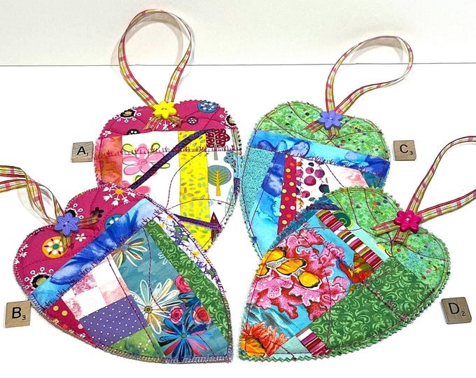 Sewing Pocket: Scissor Storage, Scrappy Quilt Pouch - Pincushion, Embellished & Embroidered; Craft Room Shears Bag