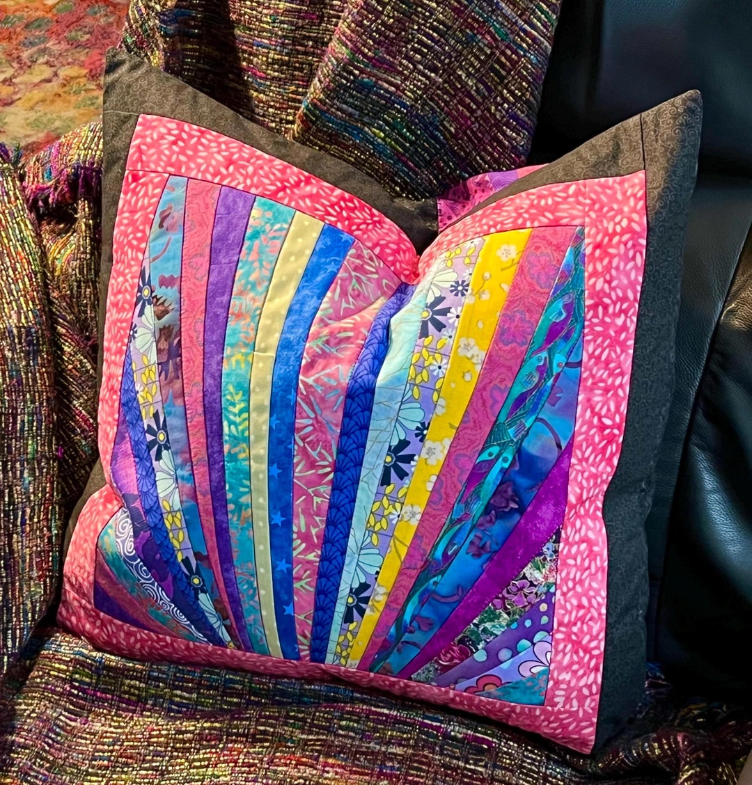 Batik Pillow Décor: Fan Type Half Radius in Rich Fun Colors, Scrappy ...