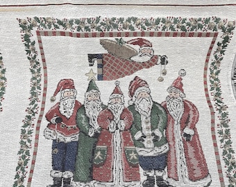 Vintage Swedish Santa Print God Jul Merry Christmas Tapestry