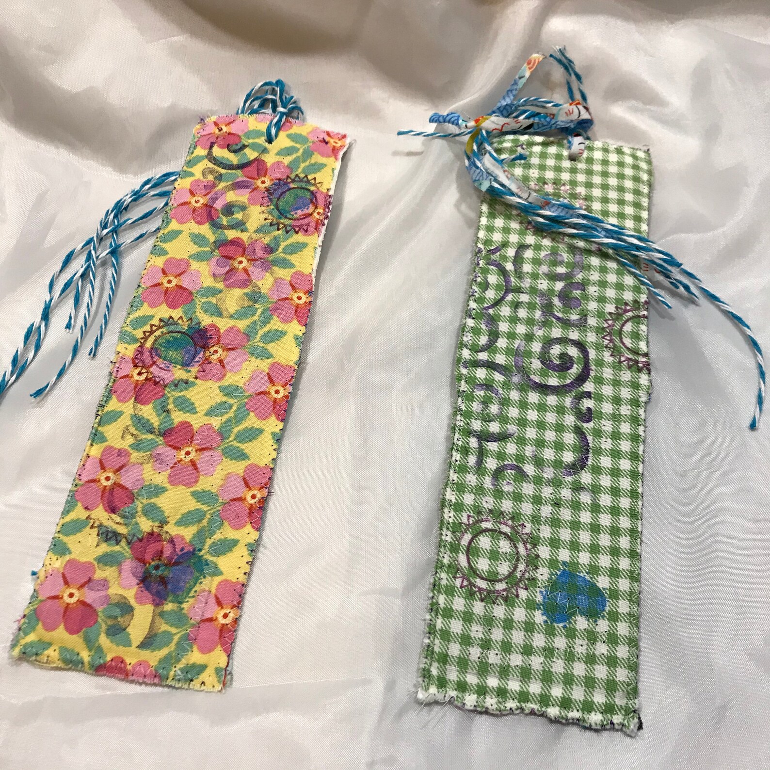 Crazy Quilt Scrappy Strip Quilted Bookmark Pair of Bookmarks Etsy