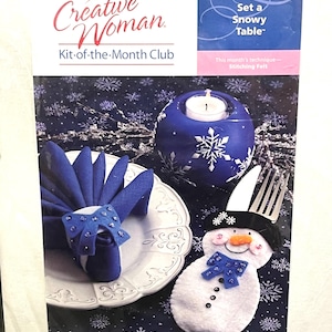 Julpysselkit: Set med 6 snögubbebestickhållare och servettringar, av Creative Woman, "Duka ett snöigt bord" Vinterhelg - Easy Stitch