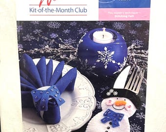 Christmas Craft Kit: Set of 6 Snowman Silverware Holders & Napkin Rings, by Creative Woman, "Set A Snowy Table" Winter Holiday - Easy Stitch