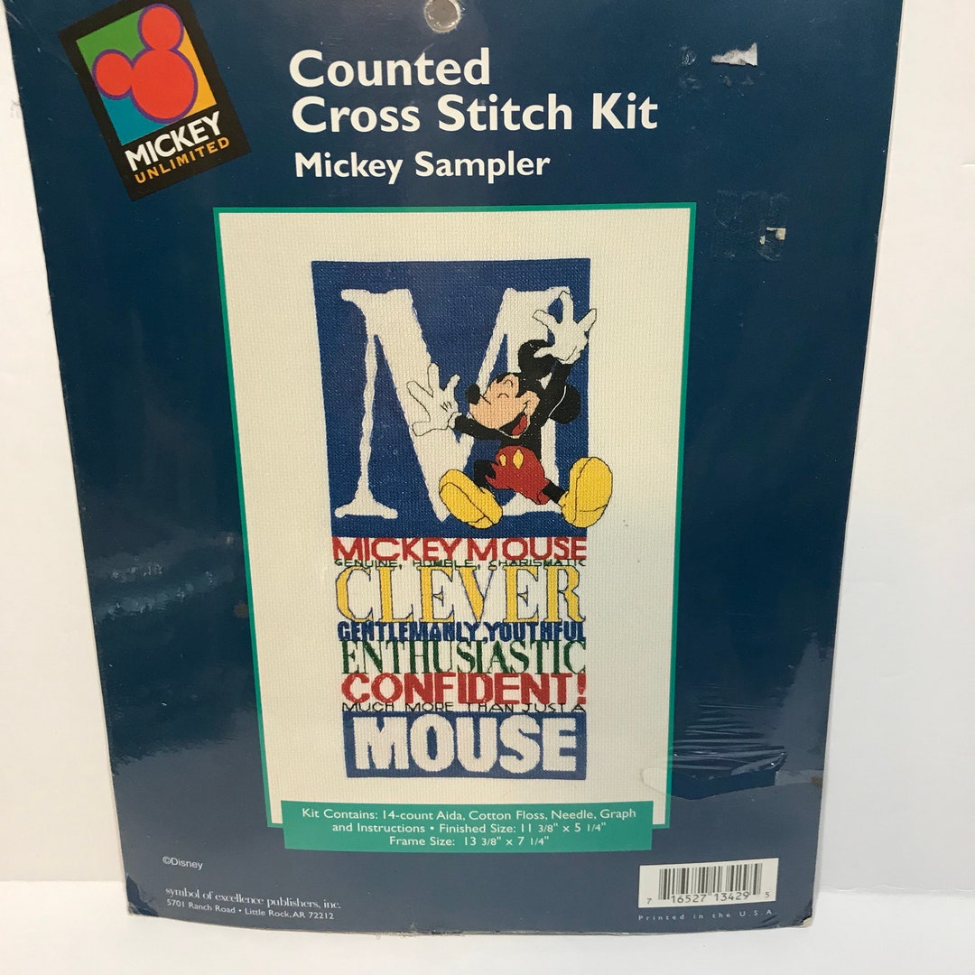Mickey Mouse Cross Stitch Craft Kit, New Old Stock Disney Counted Cross