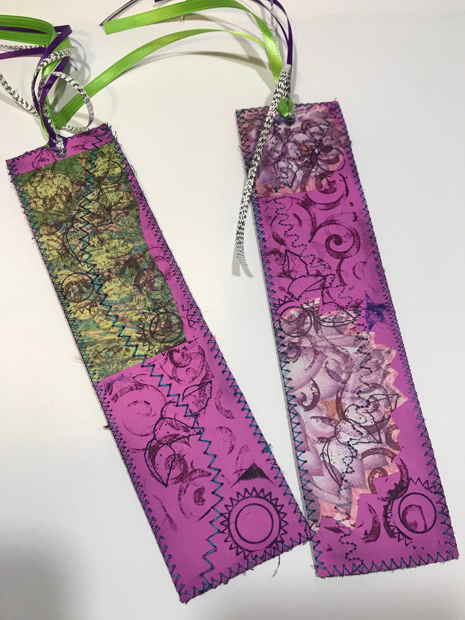 Bookmark Pair Crazy Quilt Scrappy set of Bookmarks Etsy 日本