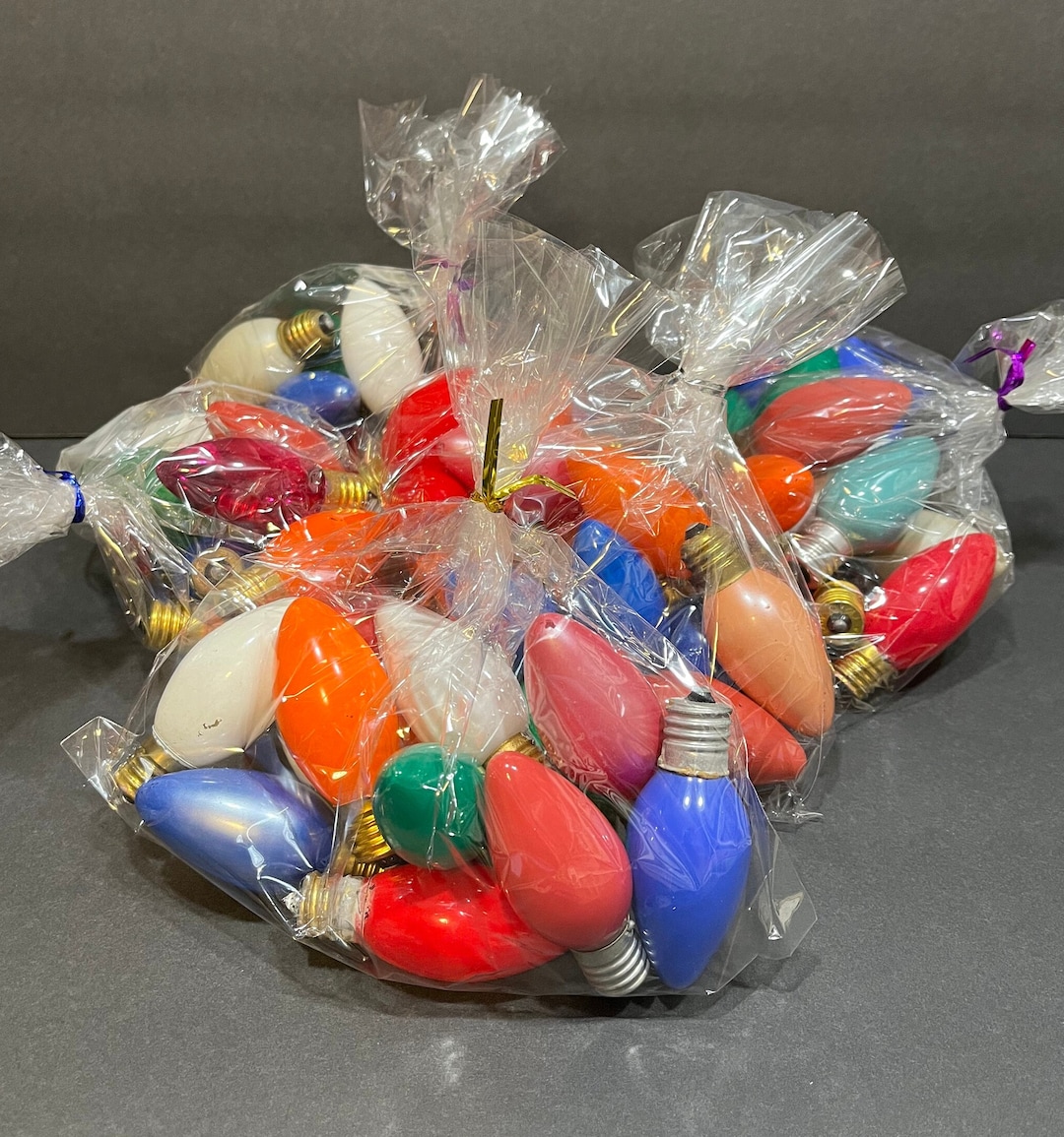 Vintage Christmas Light Bulbs Display and Decor Only, Bag of 12 Bulbs Red, Green, Blue, Orange