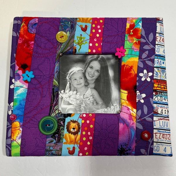 Photo Album: Scrap Quilted and Embellished Cover, Your Memories, Expandable Photo Storage, Embroidery Details & Vintage Buttons, Cover Photo