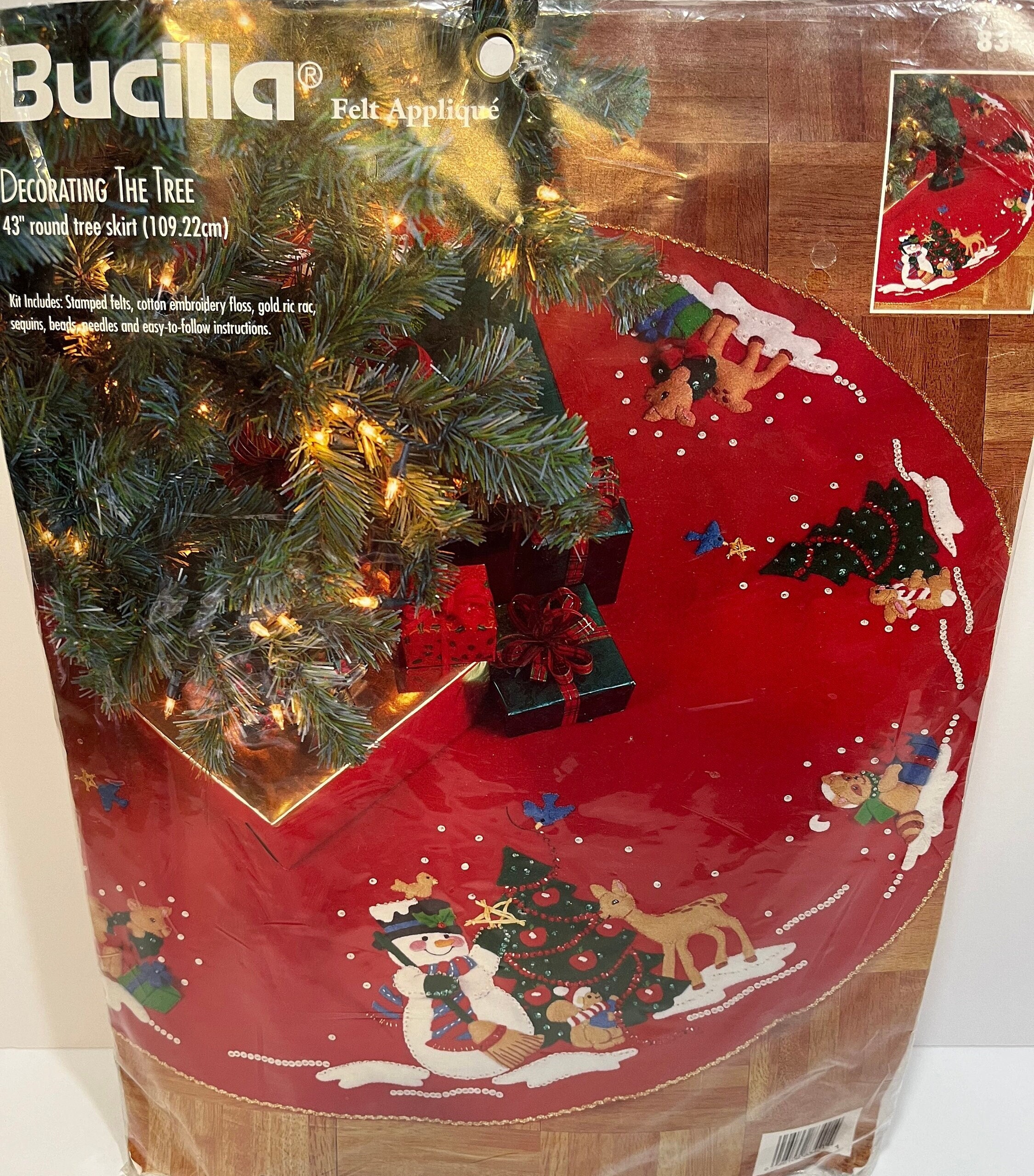 Christmas Tree Skirt Craft Kit, New Old Stock 1996 Vintage Bucilla