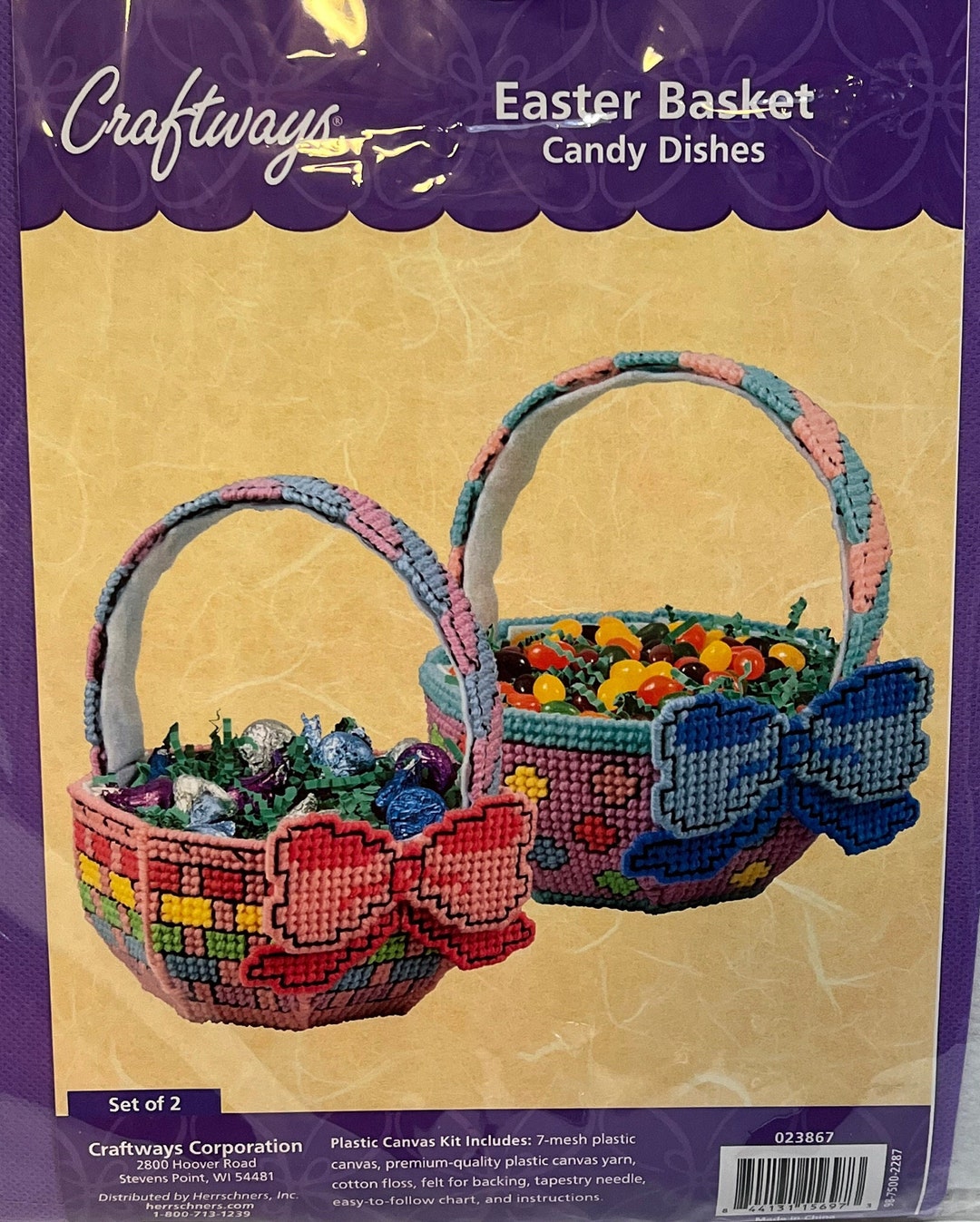 Easter Basket Candy Dishes Plastic Canvas Kit New Old Stock Etsy