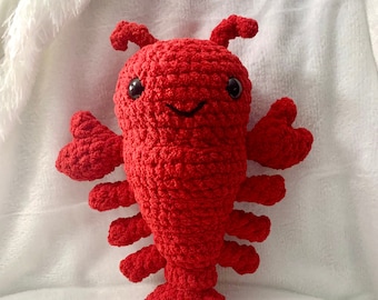 Lobster Crochet Plushie, Red Lobster, Stuffed Animal Lobster