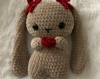 Conejito de ganchillo de San Valentín, conejito de peluche