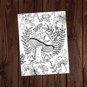 Magic Mushroom Printable Coloring Page- Magical Coloring Page- Witchy Coloring Page- Printable Coloring Page- All Ages Coloring Page