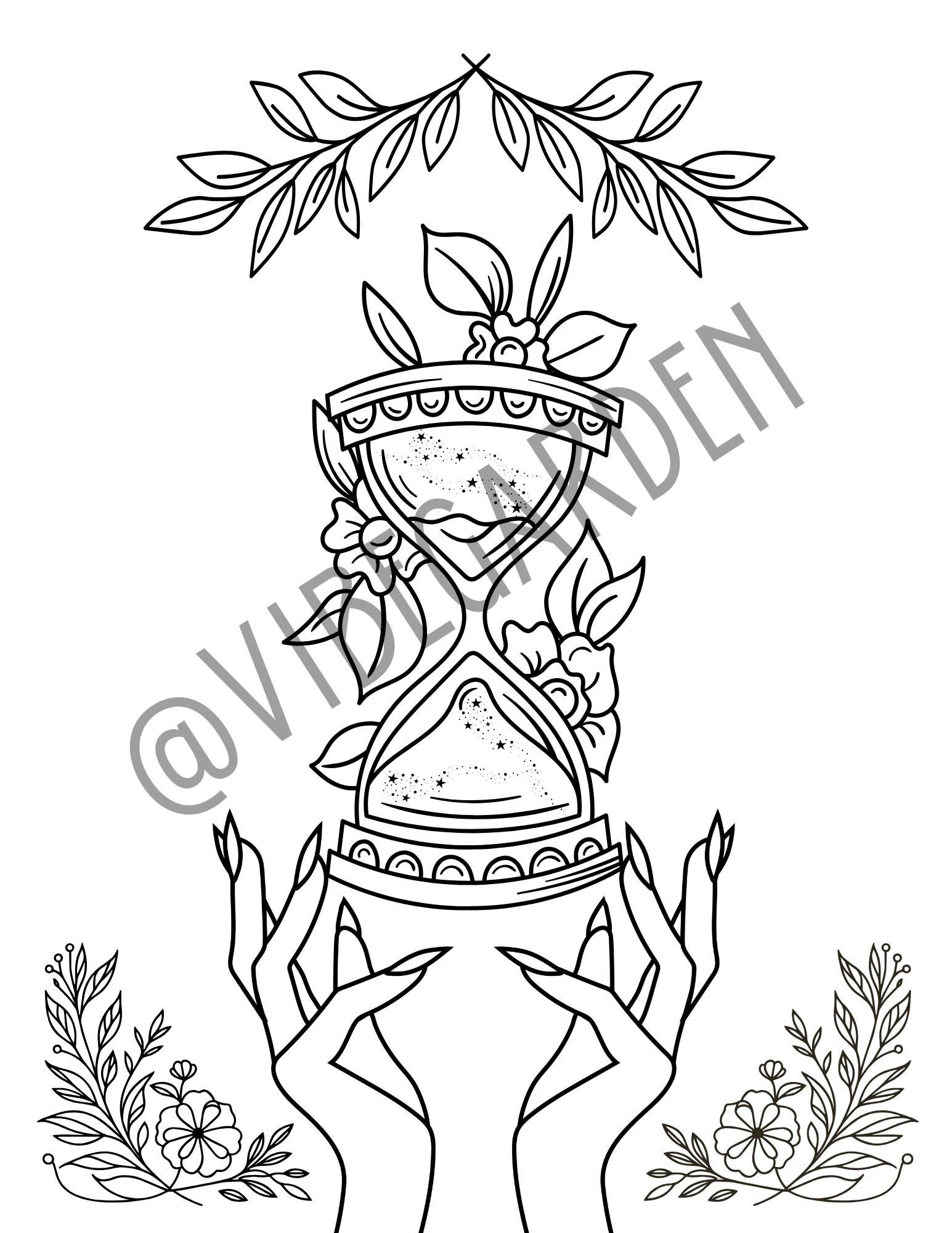 Timeless-coloring Page-witchy Coloring Page-spiritual Coloring-moon ...