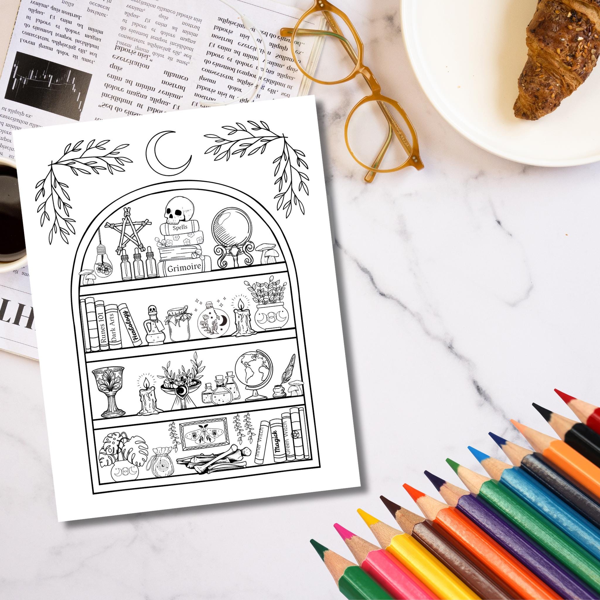 Witches Collection-coloring Page-witchy Coloring Page-spiritual ...