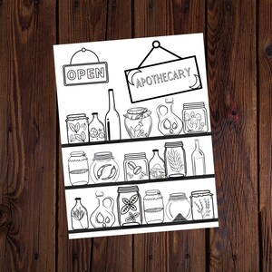 Apothecary Coloring Page- Spiritual - Digital - All Ages Coloring Pages- Adult Coloring- Printable Coloring Page- Magical- Apothecary-