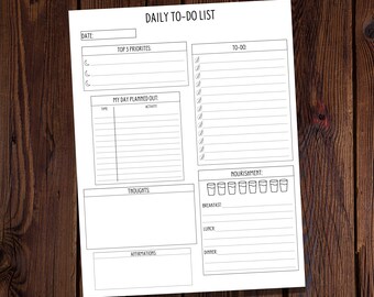 Lista de tarefas diárias-Rastreador diário-Afirmação diária e planejador de metas-Witchy To Do List-Magical To Do List-Planner Page-Grimoire Page