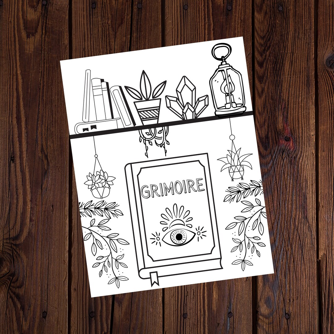 Grimoire Coloring Page- Spiritual - Digital - All Ages Coloring Pages ...