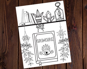 Kolorowanka Grimoire - Duchowa - Cyfrowa - Kolorowanki dla wszystkich grup wiekowych - Kolorowanki dla dorosłych - Kolorowanka do druku - Magiczna - Kolorowanka Grimoire