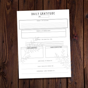Daily Gratitude Journal Page-Daily Reflection Page-Gratitude-Mindfulness Self Care