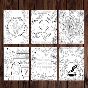 25 Pack of Printable Coloring Pages-Magical Coloring Pages-Spiritual Coloring Pages-Magic Coloring Pages-Witchy Coloring Pages-All Ages