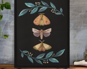 Magic Moth Wall Art-Witchy Wall Art-Moth Wall Art-Magical Wall Art-Printable Home Décor-Moth Wall Décor-Gothic Witch-Luna Moth Art