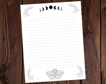 Witchy Aesthetic Note Page-Book of Shadows Note Page-Grimoire Note Page-Notes Page Printable-Planner Insert-Blank Lined Note Paper