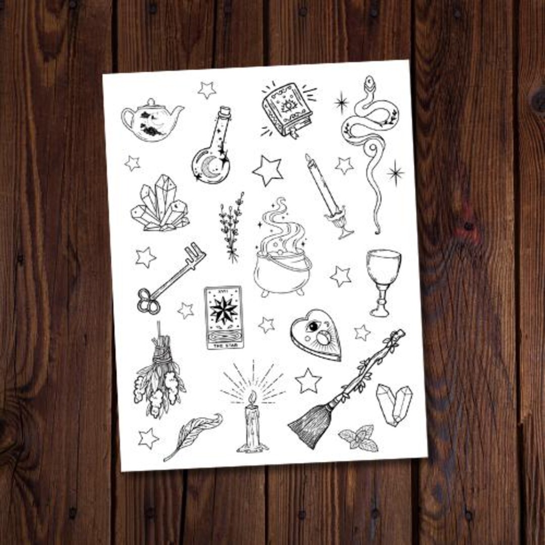 Witchy Essentials-coloring Page-witchy Coloring Page-spiritual Coloring ...