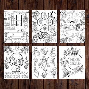 25 pagine da colorare di streghe-colorazione magica-colorazione spirituale-pagine da colorare per streghe-pagine da colorare magiche-pagine da colorare occulte