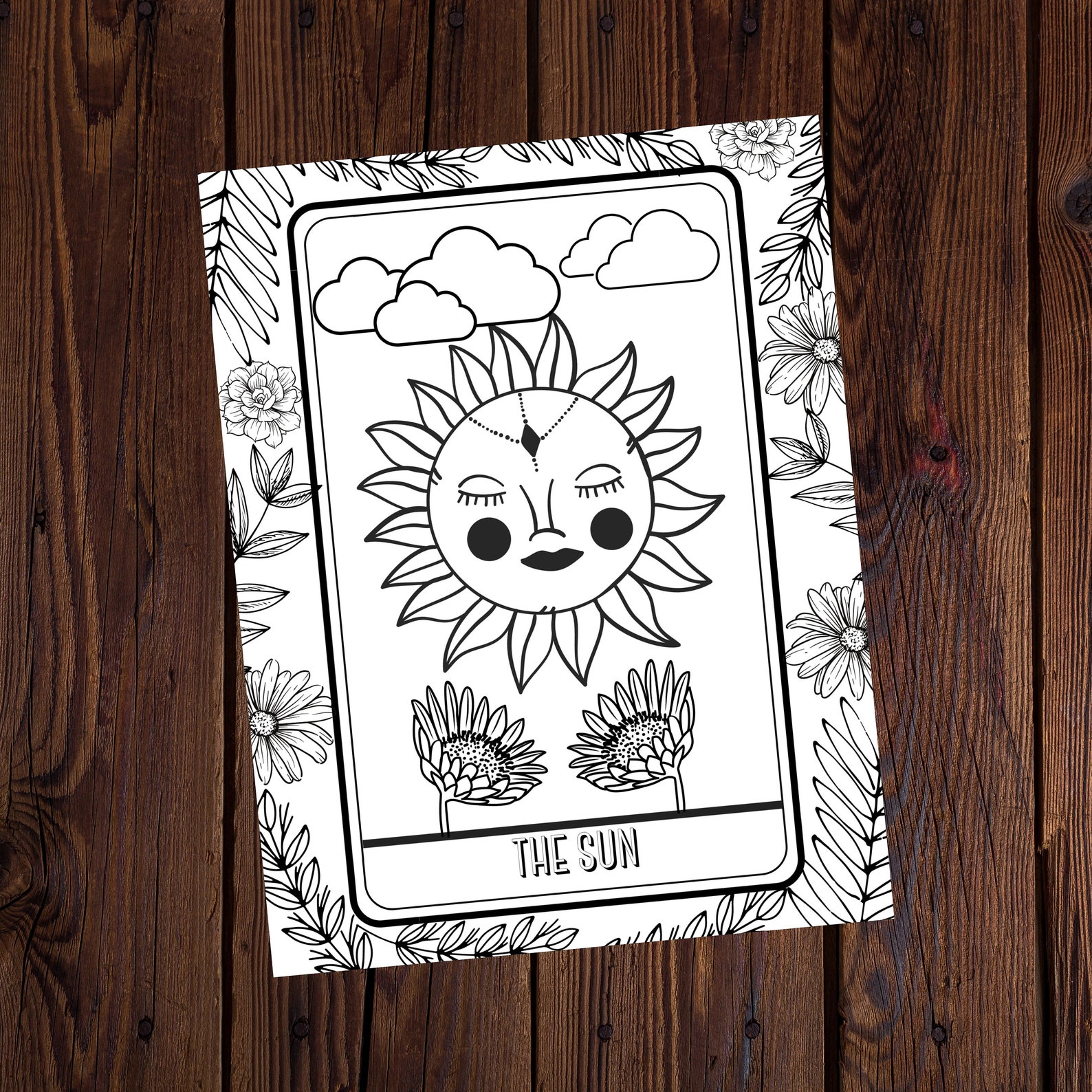 The Sun Tarot Card Coloring Page Spiritual Digital All - Etsy