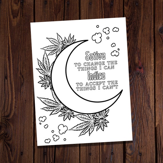 Sativa and Indica Marijuana Coloring Page Witchy Coloring | Etsy