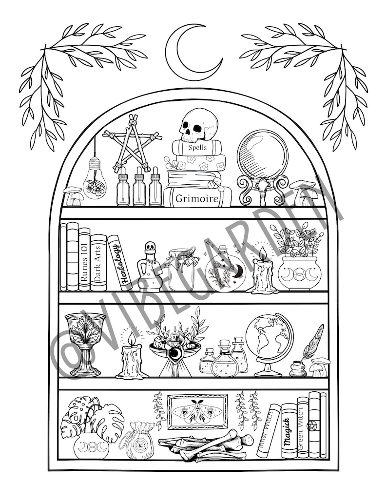 Witches Collection-coloring Page-witchy Coloring Page-spiritual ...