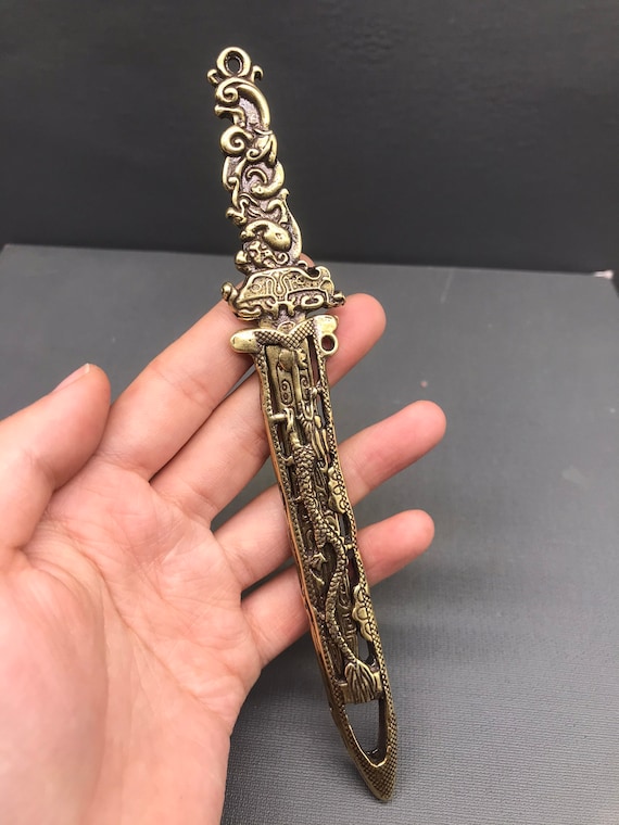 Ancient Chinese Pure Copper Dragon Dagger Handcarved Etsy