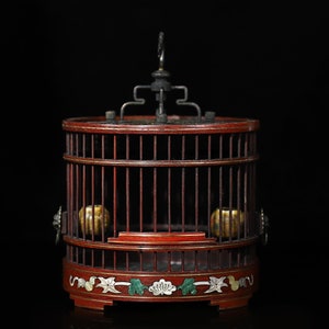 Chinese Antique Hand Carved Rosewood Inlay with Copper Bird Cage Rare and Exquisite Available