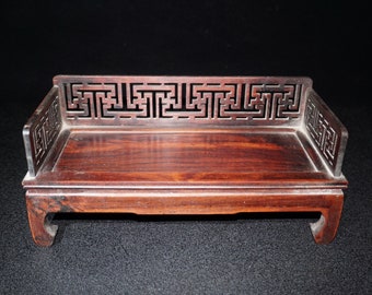 Chinese Antique Hand Carved Small Furniture Suanzhi Arhat Bed Ornament
