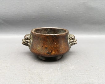 Chinese antique pure copper small incense burner, handmade, exquisitely shaped like Qing Dynasty Mark can be collected