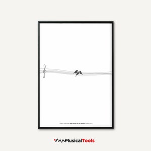 Póster de Bob Marley. Ilustración original. Inspirado en el póster de "La canción de los Tres Pájaros". Póster musical imprimible. Paquete de 5 versiones a color.