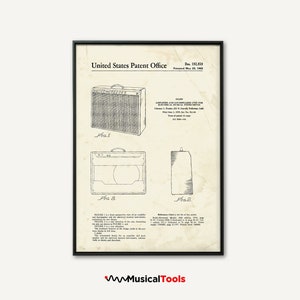 Fender Amplifier 1962 Patent. Printable Poster.