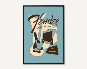 Guitar Mid Century advertisement poster. Printable and Downloadable Poster.