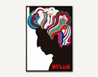 Bob Dylan Poster. Milton Glaser 1966 Sixties Graphic Art (Digital Download)