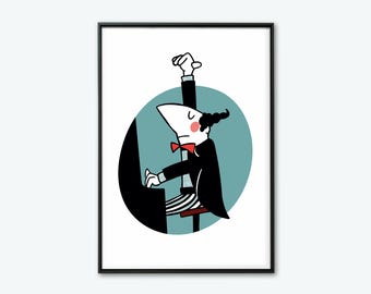 Humorous Musician Printable Poster - Quirky Pianist Art