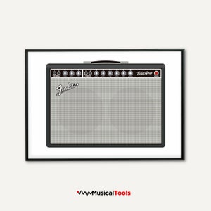 Fender Deluxe Reverb Guitar Amplifier Minimalist Poster. BlackFace Fender Guitar Amp.