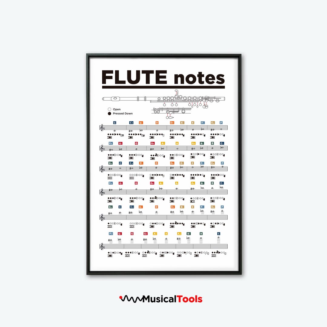 Flute Fingerings Chart: Transverse Flute Notes Poster (printable) - Etsy
