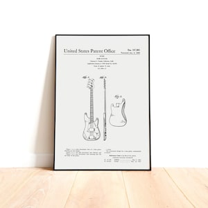 Jazz Bass 1960 Patent Printable Poster.