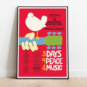 WOODSTOCK 1969 Printable Poster. Vintage Concert Poster With | Etsy