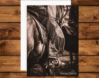 Western Cowboy Note Cards, Blank Greeting Cards, Cowboy Cards, Western Photo Cards, Sepia Tone Photos, Horse Thank You Cards, Cowboy Boots