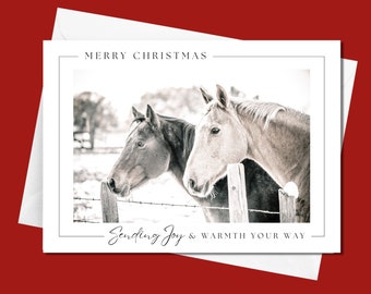 Snowy Ranch Horse Christmas Holiday Cards • Western Christmas Cards • Vintage Holiday Greeting Cards • Horse Photos • Country Christmas Gift