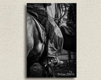 Western Wall Art Photography • Cowboy Photos • Western Horse Art • Cowboy Boots • Rustic Ranch Decor • Black & White Photos • Montana Ranch