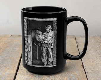 Cowboy Horse Mug• Love a Cowboy Coffee Cup • Horse Design Mug • Western Gifts • Horse Lovers Gift • Western Mugs • Ranch Life