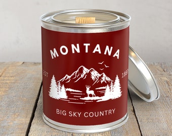 Montana Big Sky Country Wood Wick Candle  • Montana Candle • Soy Wax Candles • Country Decor • Farmhouse Candle • Montana Souvenir Gifts