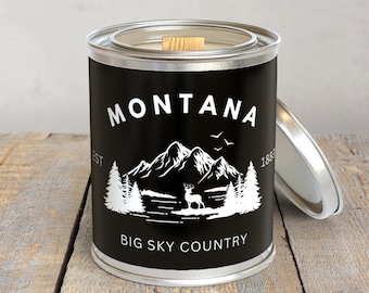 Wood Wick Candle in Montana Big Sky Country • Montana Candle • Soy Wax Candles • Country Decor • Farmhouse Candle • Montana Souvenir Gifts