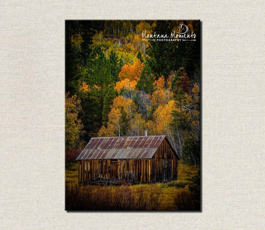 Fall Colors With Rustic Cabin, Hope Valley, Rustic Home Wall Decor ...